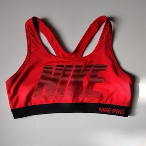 Nike pro red black sport bra
